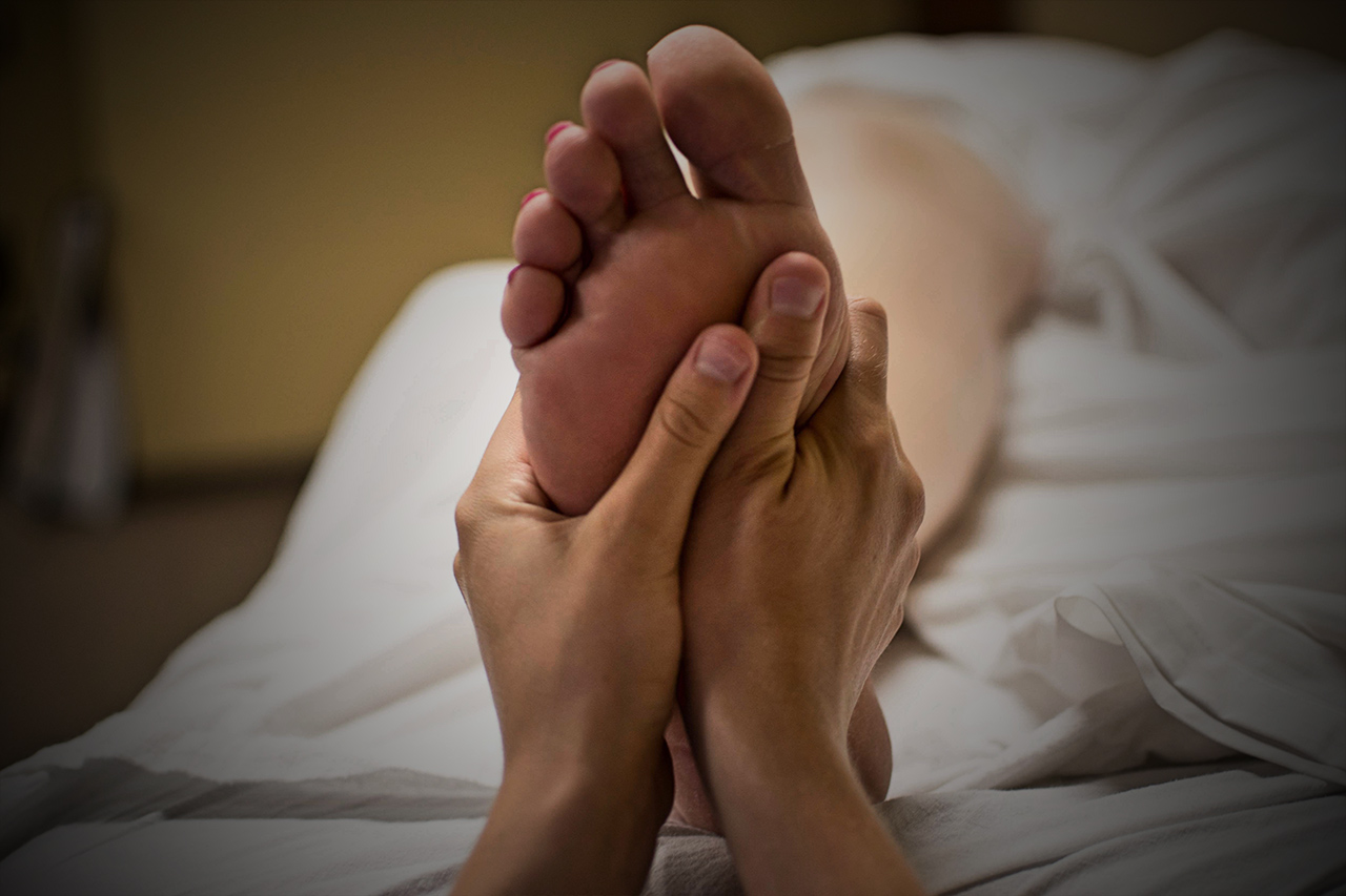 Fuß-massage, Hände, Reflexzonen